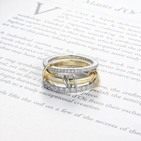 Stainless Steel Micro Pave Clear Cubic Zirconia Stackable Finger Rings WGD96BD-02-1