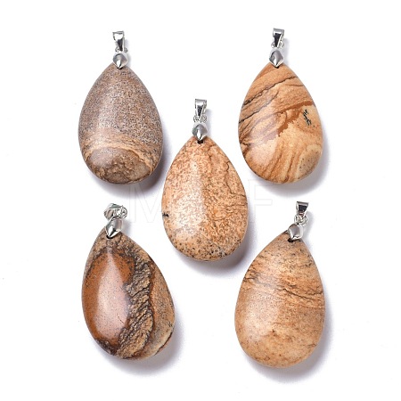 Natural Picture Jasper Pendants G-D084-01P-B13-1