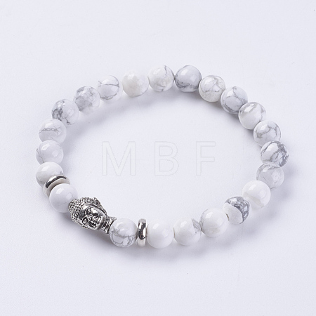 Natural Howlite Beads Stretch Bracelets BJEW-E325-D24-1