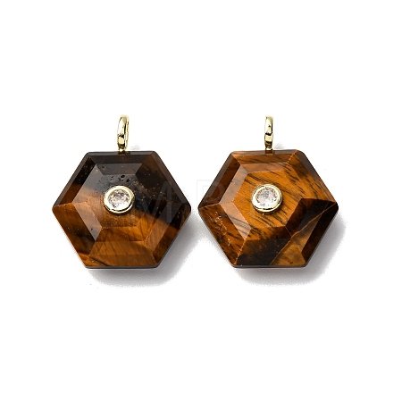 Natural Tiger Eye Pendants G-P588-02G-08-1
