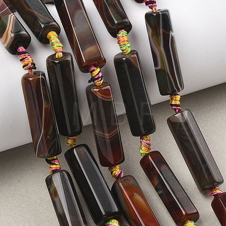 Natural Banded Agate/Striped Beads Strands G-A306-B02-01-1