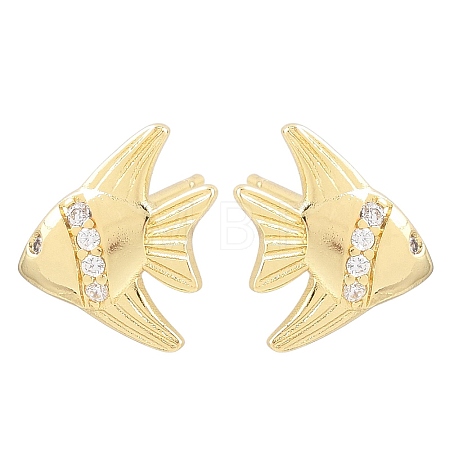 Brass Micro Pave Cubic Zirconia Stud Earrings EJEW-G471-27G-1