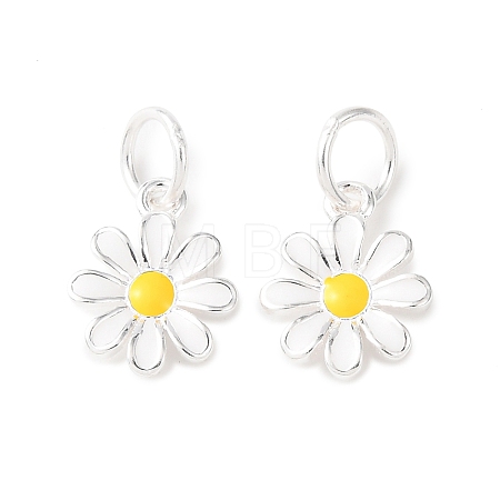 925 Sterling Silver Yellow and White Enamel Flower Charms STER-G050-03S-1