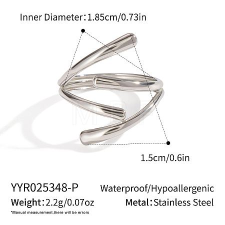 Adjustable 304 Stainless Steel Open Cuff Rings for Women LS-SZ1207-8-1