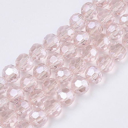 Faceted(32 Facets) Electroplate Glass Bead Strands X-EGLA-R015-8mm-8-1