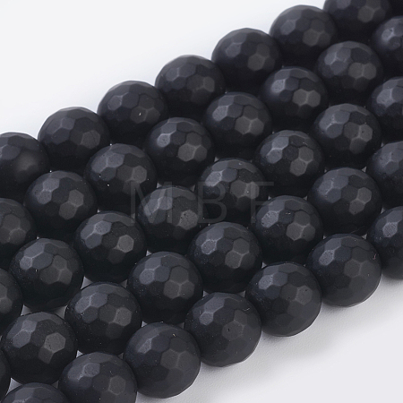 Synthetic Black Stone Beads Strands G-C059-10mm-1-1