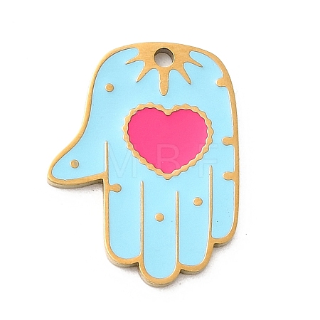 304 Stainless Steel Enamel Pendants STAS-Z179-15G-1