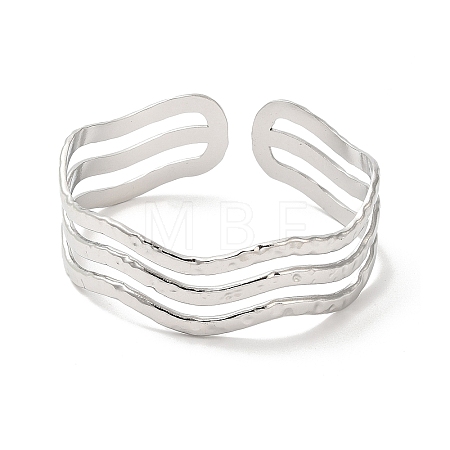 Non-Tarnish 304 Stainless Steel Wave Open Cuff Bangles BJEW-L682-008P-1