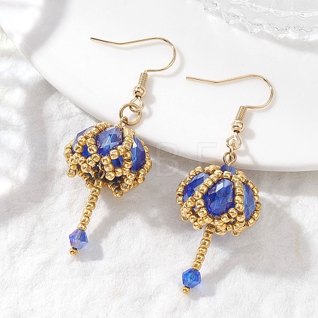 Transparent Electroplate Glass & Seed Glass Beads Dangle Earrings EJEW-MZ00714-03-1