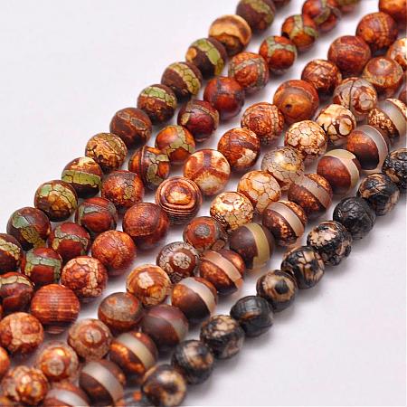 Natural Tibetan Style dZi Beads Strands G-P229-B-07-6mm-1