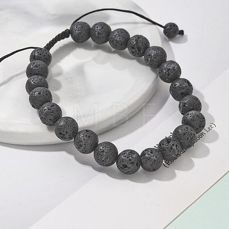 Natural Lava Rock Braided Bead Bracelets BJEW-R304-01-8mm-1
