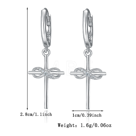 S925 Silver Moissanite Infinite Symbol Cross Earrings Fashion Simple Trendy JF2136-2-1