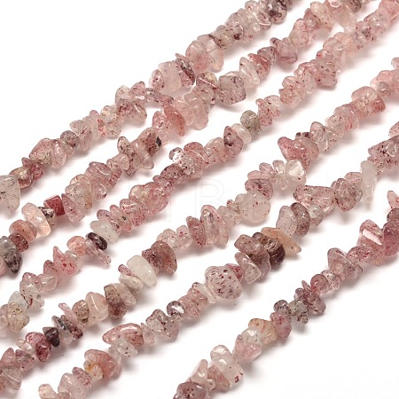 Natural Strawberry Quartz Chip Bead Strands G-M205-59-1