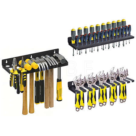 3 Bags 3 Styles Carbon Steel Wall-Mounted Plisers Screwdriver Wrench Holder ODIS-UN0001-39-1