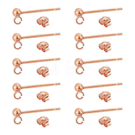 5Pairs 925 Sterling Silver Ear Stud Findings FIND-GO0002-66RG-1
