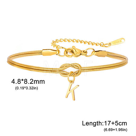 304 Stainless Steel Initial Charm Bracelets FS-WGD8E41-28-1
