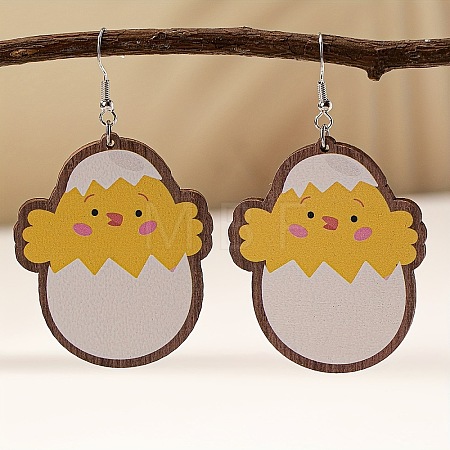 Easter Cartoon Printed Wood Dangle Earrings FS-WG710AE-04-1