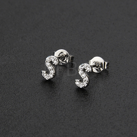 Brass Micro Pave Clear Cubic Zirconia Stud Earrings FS-WGC2F12-19-1