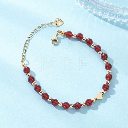 Natural Carnelian Beaded Bracelets BJEW-JB12752-02-1