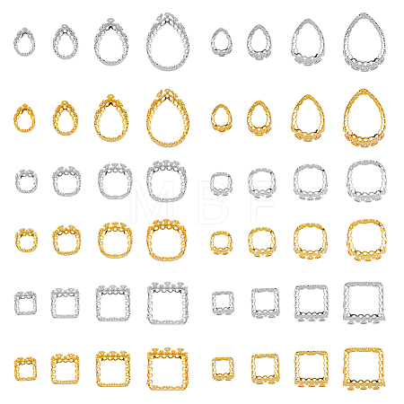 48Pcs 24 Style Brass Sew on Prong Settings KK-FH0006-93-1