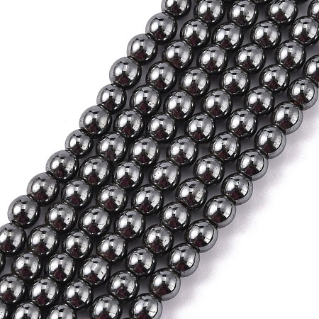 Non-Magnetic Synthetic Hematite Beads Strands G-H1624-4mm-1-1
