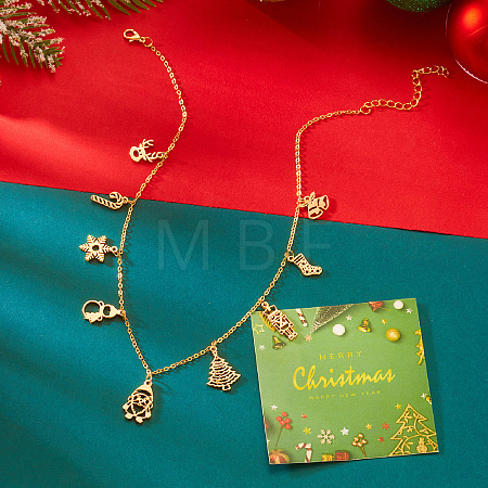 Christmas Theme Alloy Pendant Bib Necklaces FS-WGE4CD5-07-1