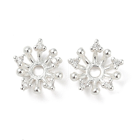 Brass Micro Pave Clear Cubic Zirconia Bead Caps KK-U045-05S-1