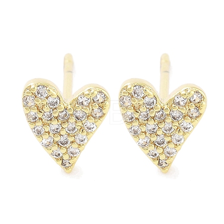 Brass Micro Pave Clear Cubic Zirconia Studs Earring for Women EJEW-S217-A03-1