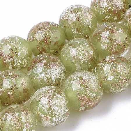 Handmade Gold Sand Lampwork Beads Strands LAMP-T007-06H-1