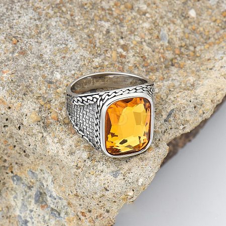 304 Stainless Steel with Cubic Zirconia Finger Rings for Men FS-WG67565-49-1