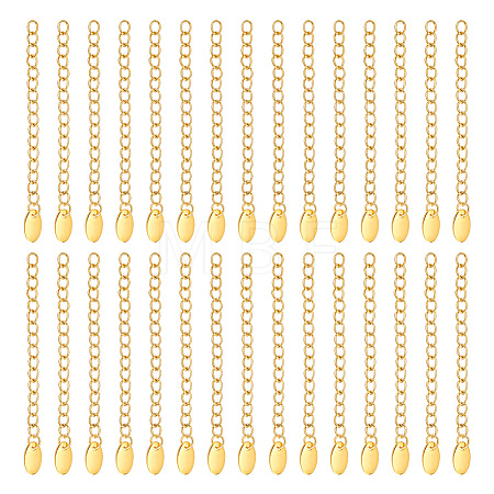 30Pcs PVD Vacuum Plating 304 Stainless Steel Curb Chain Extender STAS-UN0047-69-1
