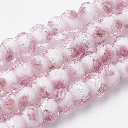 Handmade Silver Foil Glass Lampwork Beads Strands LAMP-R141-12mm-14-1