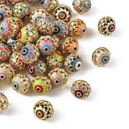 Brass & Alloy & Rhinestone Enamel Beads RB-CBA973B-11D-G-1