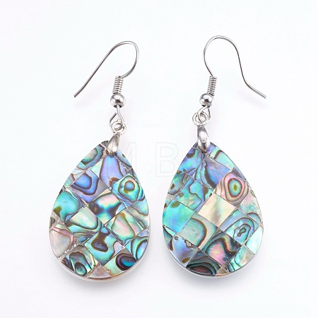 Abalone Shell/Paua Shell Dangle Earrings EJEW-F147-C03-1