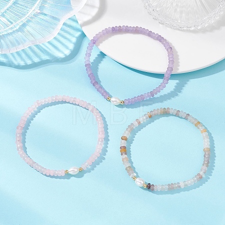 Natural Gemstone & Cultured Freshwater Pearl Beads Stretch Bracelets for Women BJEW-JB13473-1