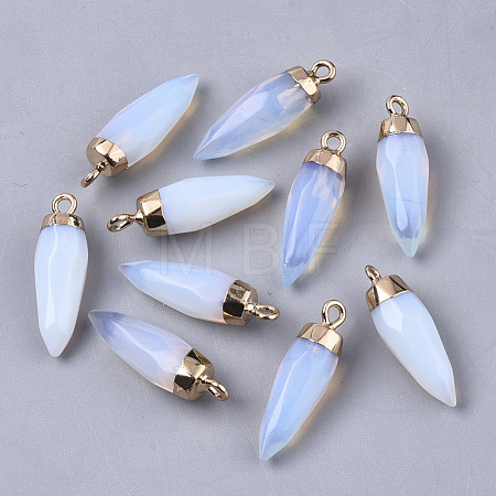 Top Golden Plated Opalite Pointed Pendants X-G-S359-078G-1