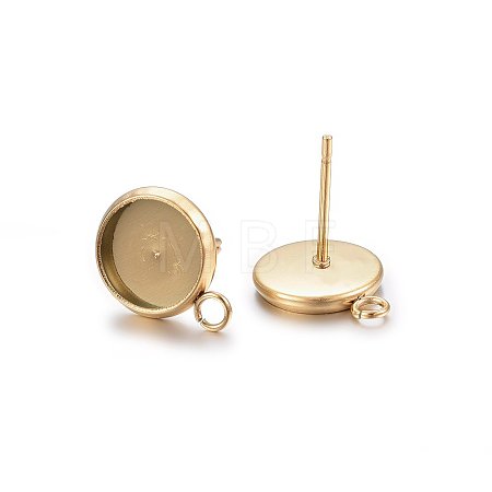 Ion Plating(IP) 304 Stainless Steel Stud Earring Settings STAS-H467-08G-10mm-1