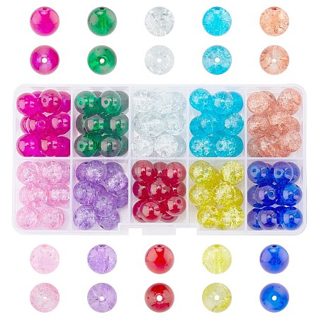 Spray Painted Transparent Crackle Glass Beads Strands CCG-X0002-10mm-B-1