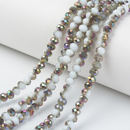 Electroplate Opaque Glass Beads Strands EGLA-A034-P8mm-R08-1