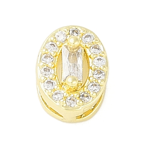 Brass Pave Clear Cubic Zirconia Slide Charms KK-F875-12G-01-1