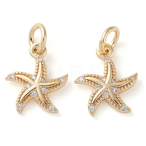 Rack Plating Brass Micro Pave Clear Cubic Zirconia Charms KK-D097-04G-1