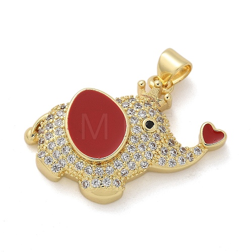 Elephant Brass Micro Pave Cubic Zirconia and Enamel Pendants KK-M319-05G-03-1