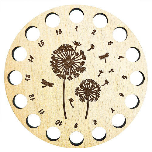 Dandelion Pattern 16-Position Wood Embroidery Thread Storage Trays TOOL-WH0056-002-1