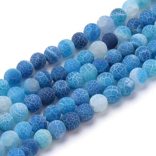 Natural & Dyed Crackle Agate Bead Strands X-G-T056-6mm-07-1