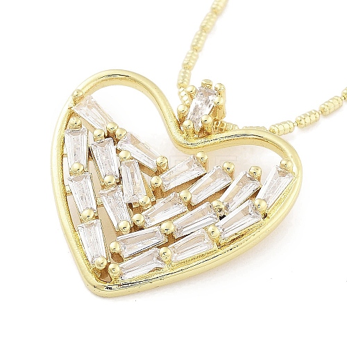 Brass Micro Pave Clear Cubic Zirconia Pendant Necklaces NJEW-B101-01G-02-1