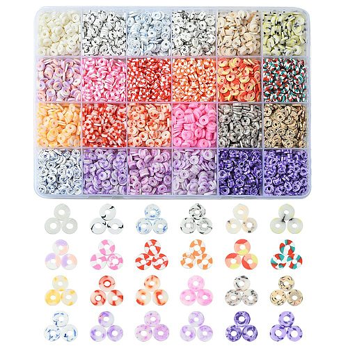 168G 24 Colors Handmade Polymer Clay Beads CLAY-YW0001-79-1