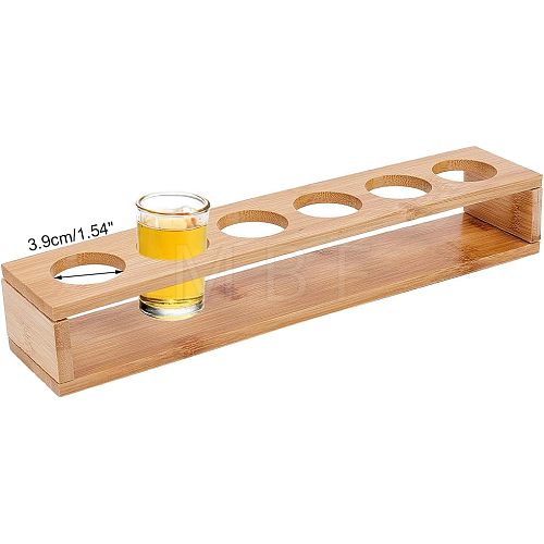 6 Round Holes Bamboo Shot Glasses Holders AJEW-WH0317-05-1