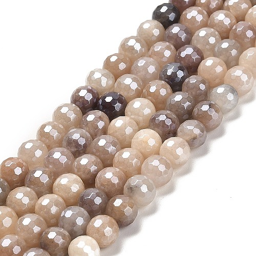 Electroplated Natural Quartz Round Beads Strands G-L598-A06-03-1