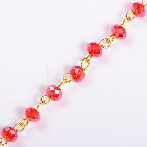 Handmade Rondelle Glass Beads Chains for Necklaces Bracelets Making AJEW-JB00037-06-1