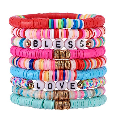 Love Bless Stretch Bracelet Sets for Teen Girl Women BJEW-SW00006-1